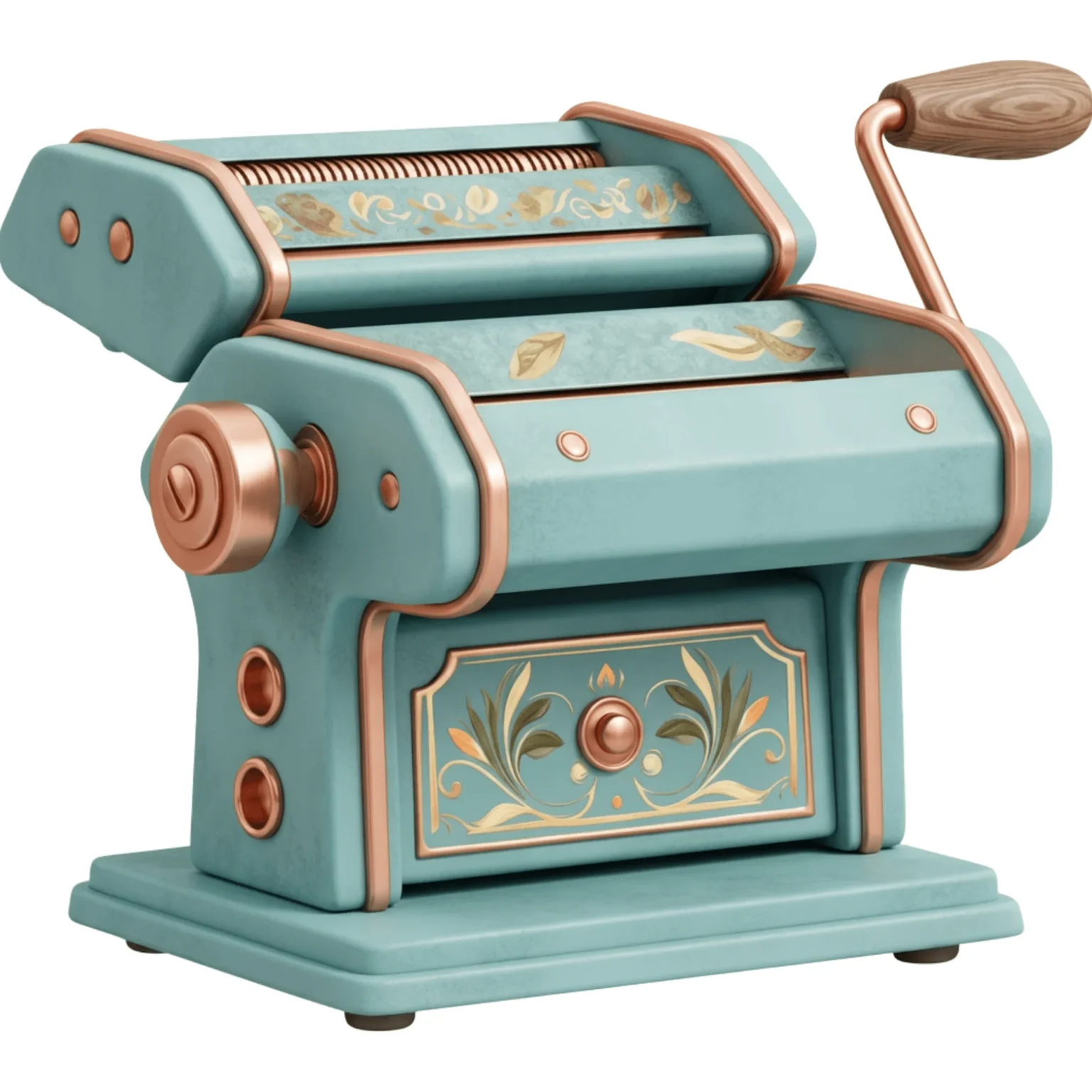 polymer clay roller machine vintage style dusty turquoise copper finishing and wood handle