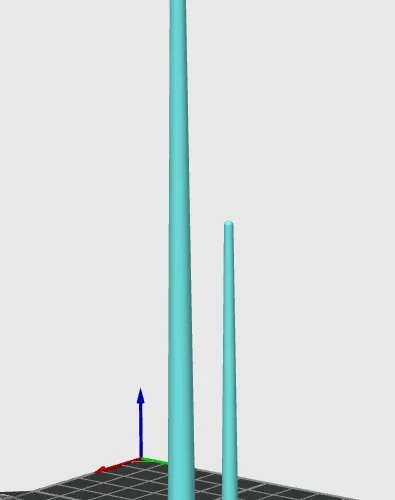 Two sizes of tapered 3D printable hair sticks