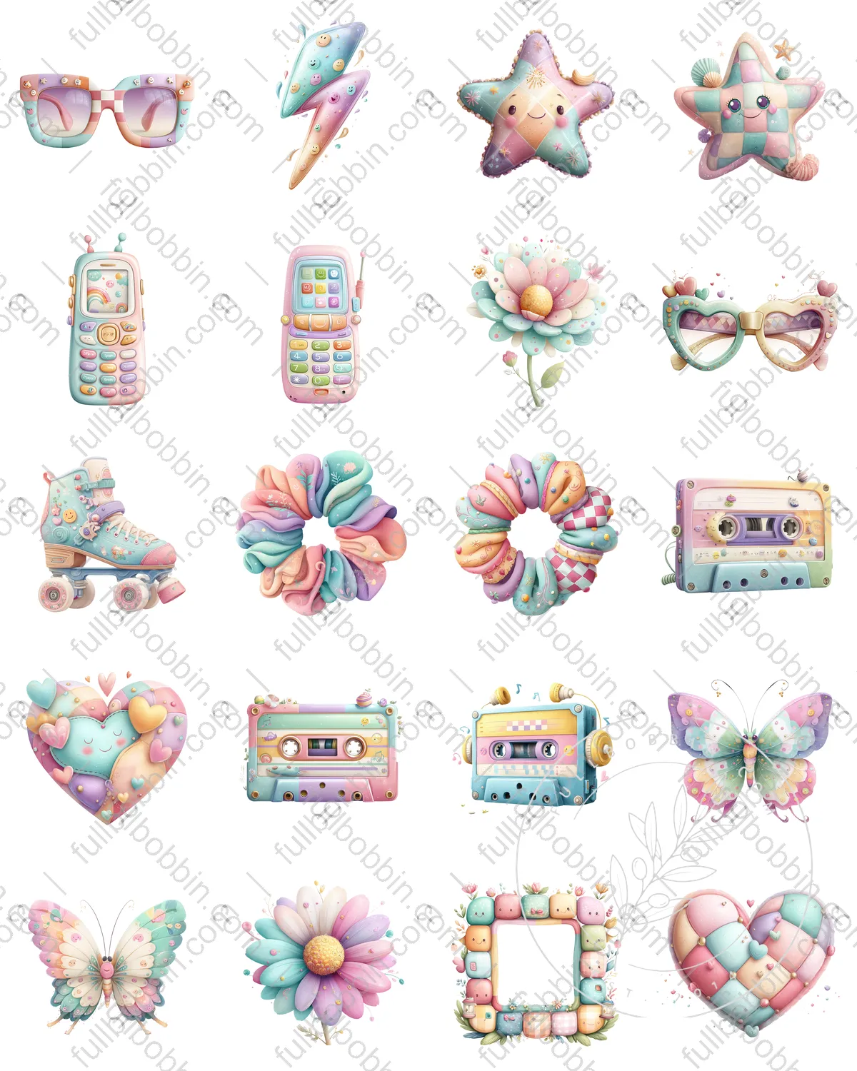 90S Charms Set for Water Soluble Paper
