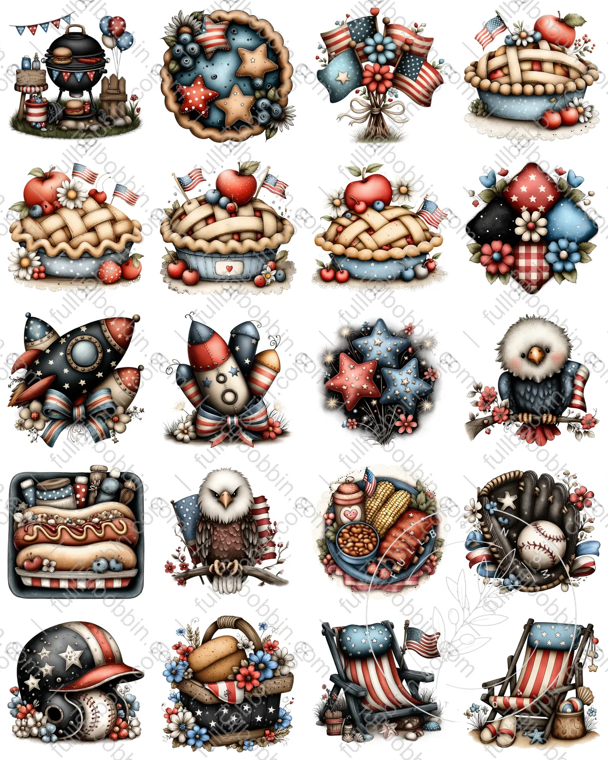 All American Charms Set for Water Soluble Paper
