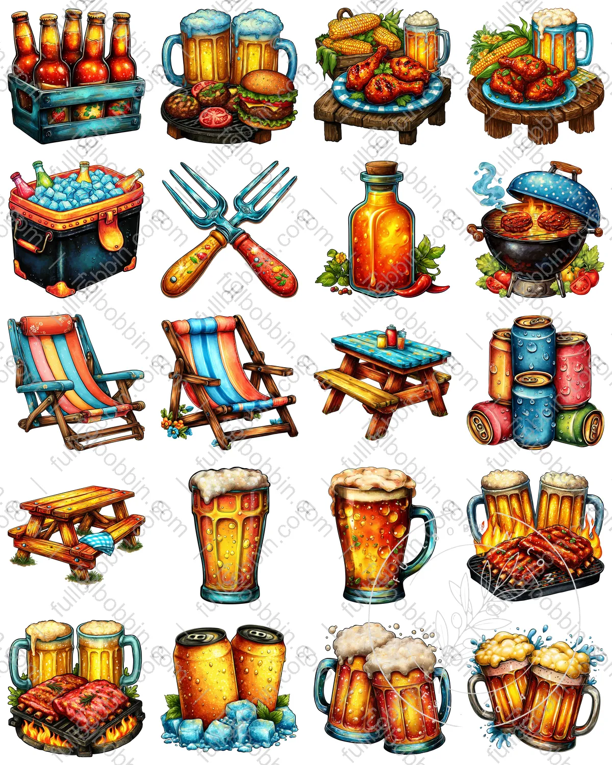 "BBQ Relax" Charms Set for Water Soluble Paper