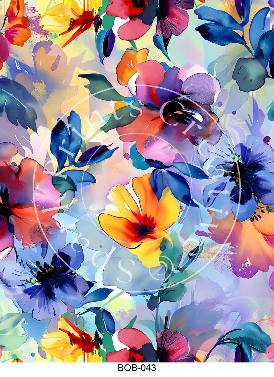 Bright Colored Botanicals Transfer Sheet Image BOB-043