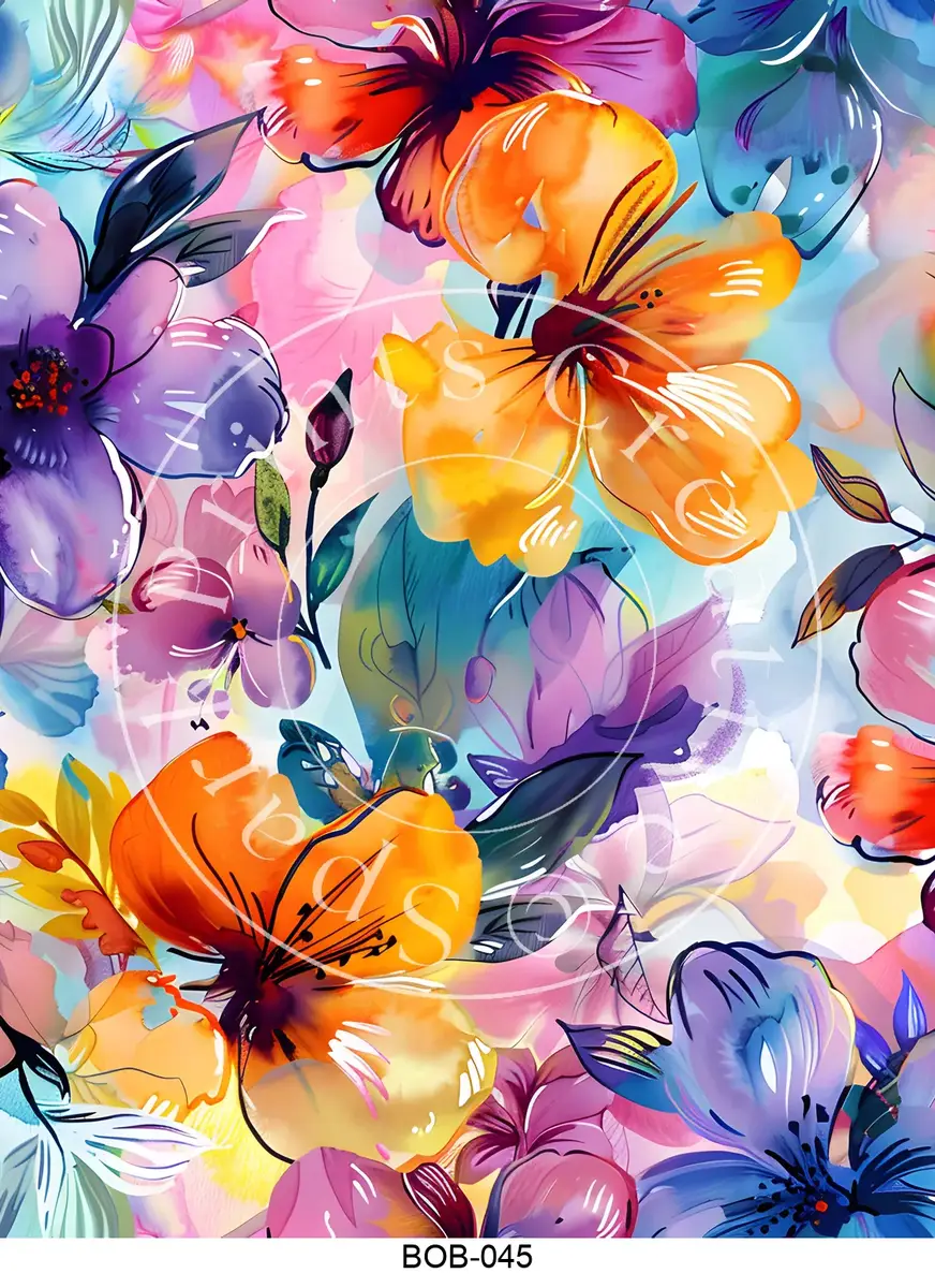 Bright Colored Botanicals Transfer Sheet Image BOB-045