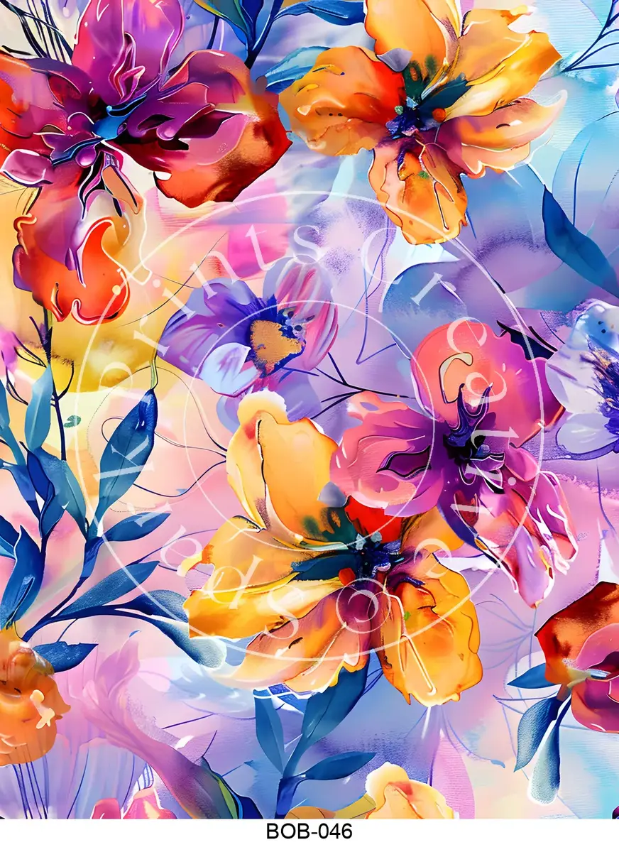 Bright Colored Botanicals Transfer Sheet Image BOB-046
