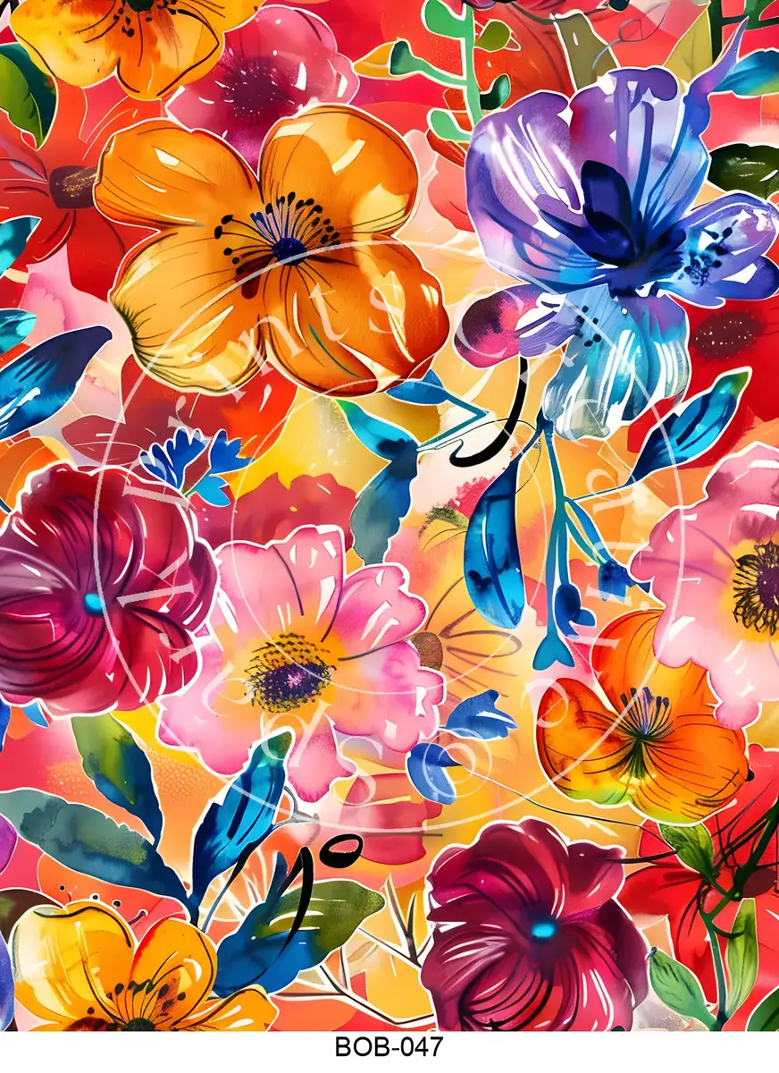 Bright Colored Botanicals Transfer Sheet Image BOB-047