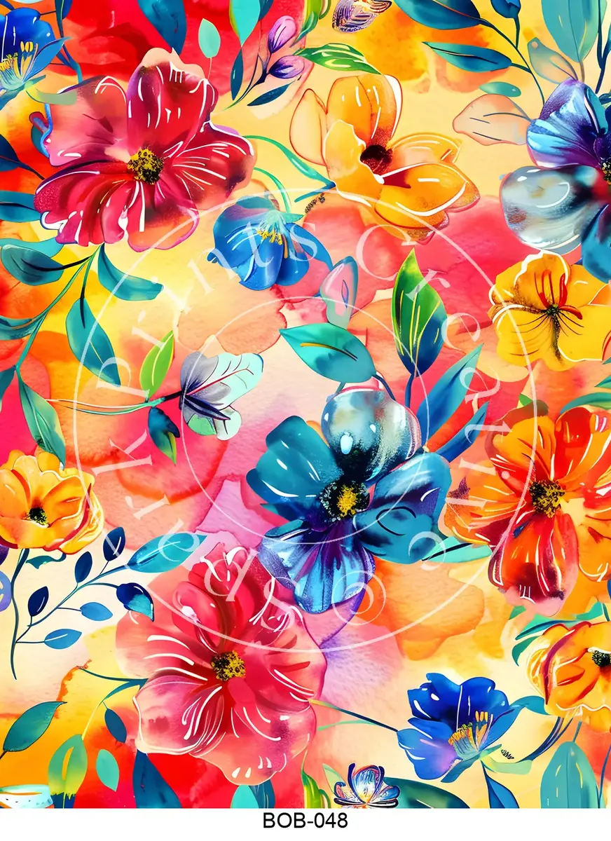 Bright Colored Botanicals Transfer Sheet Image BOB-048