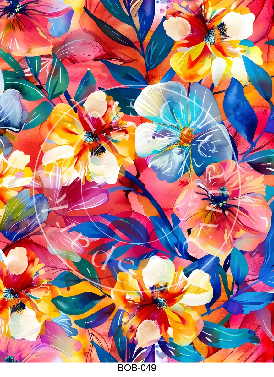 Bright Colored Botanicals Transfer Sheet Image BOB-049