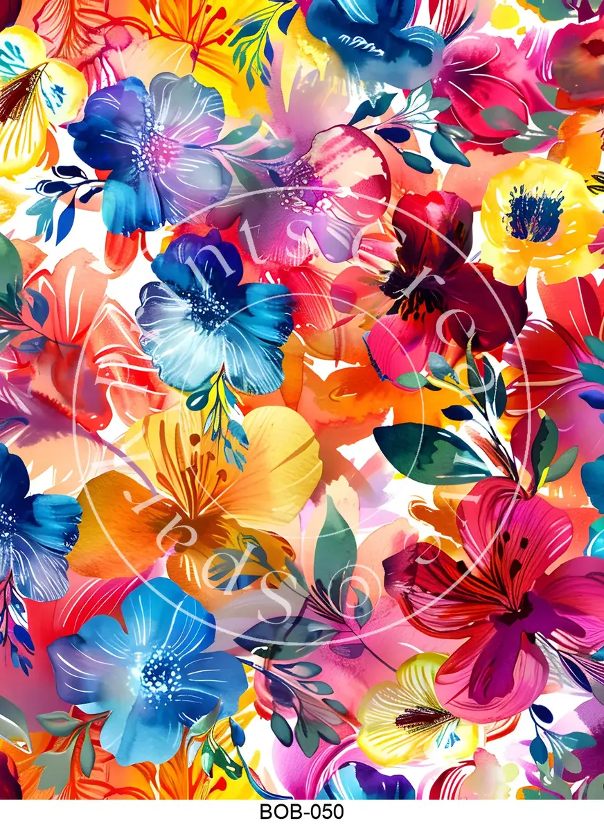Bright Colored Botanicals Transfer Sheet Image BOB-050