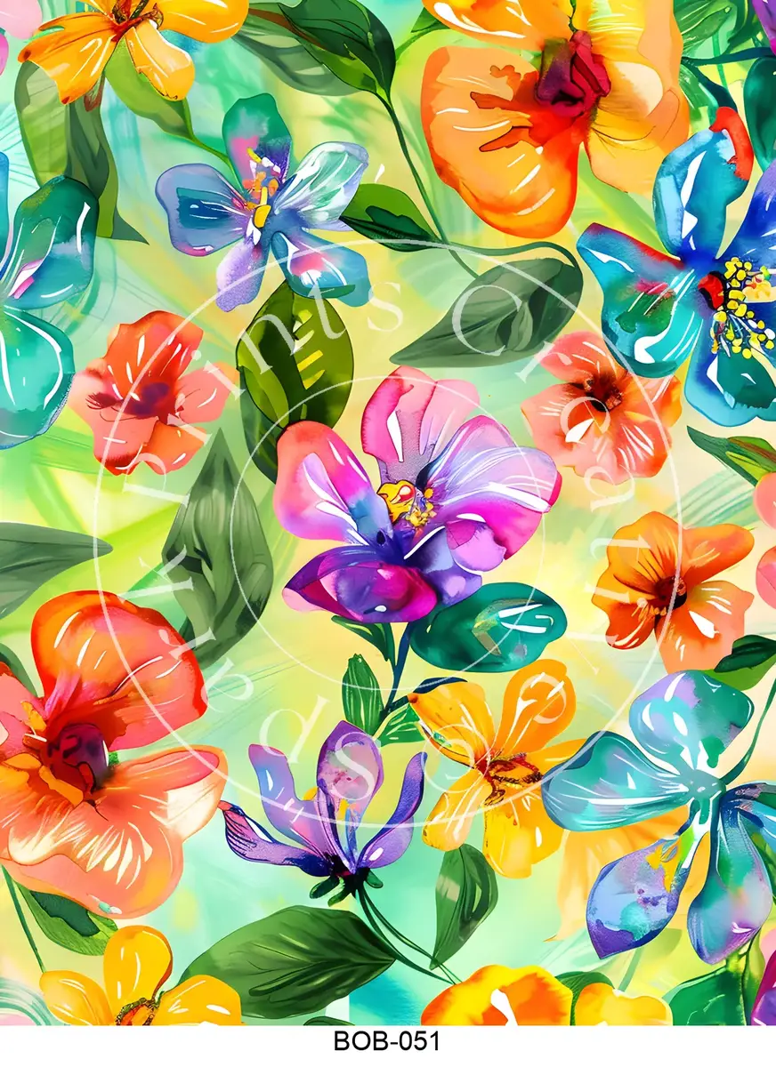 Bright Colored Botanicals Transfer Sheet Image BOB-051