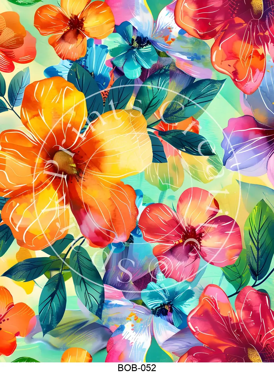 Bright Colored Botanicals Transfer Sheet Image BOB-052