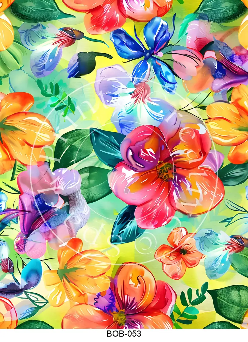 Bright Colored Botanicals Transfer Sheet Image BOB-053