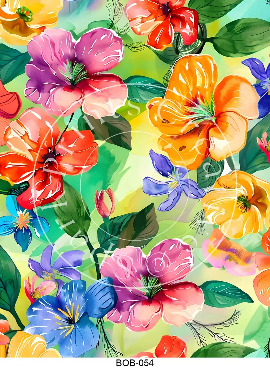 Bright Colored Botanicals Transfer Sheet Image BOB-054