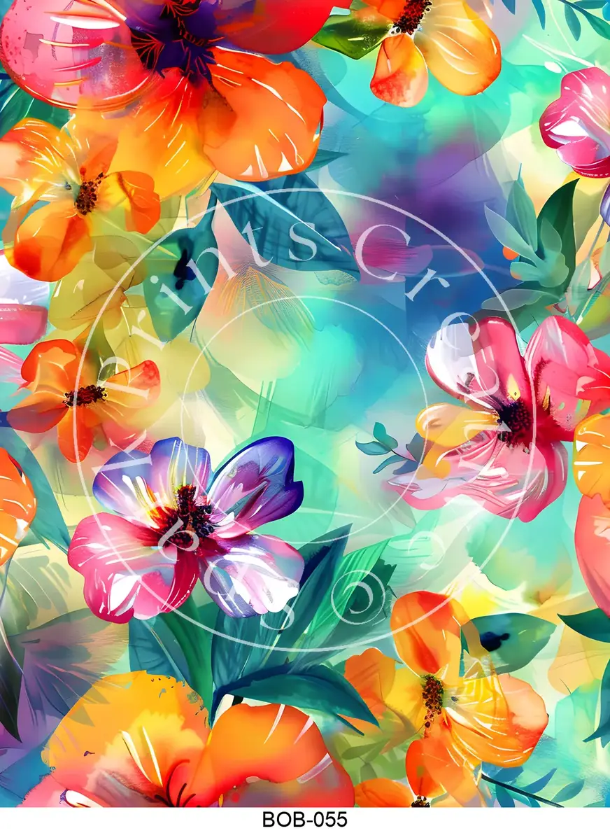 Bright Colored Botanicals Transfer Sheet Image BOB-055
