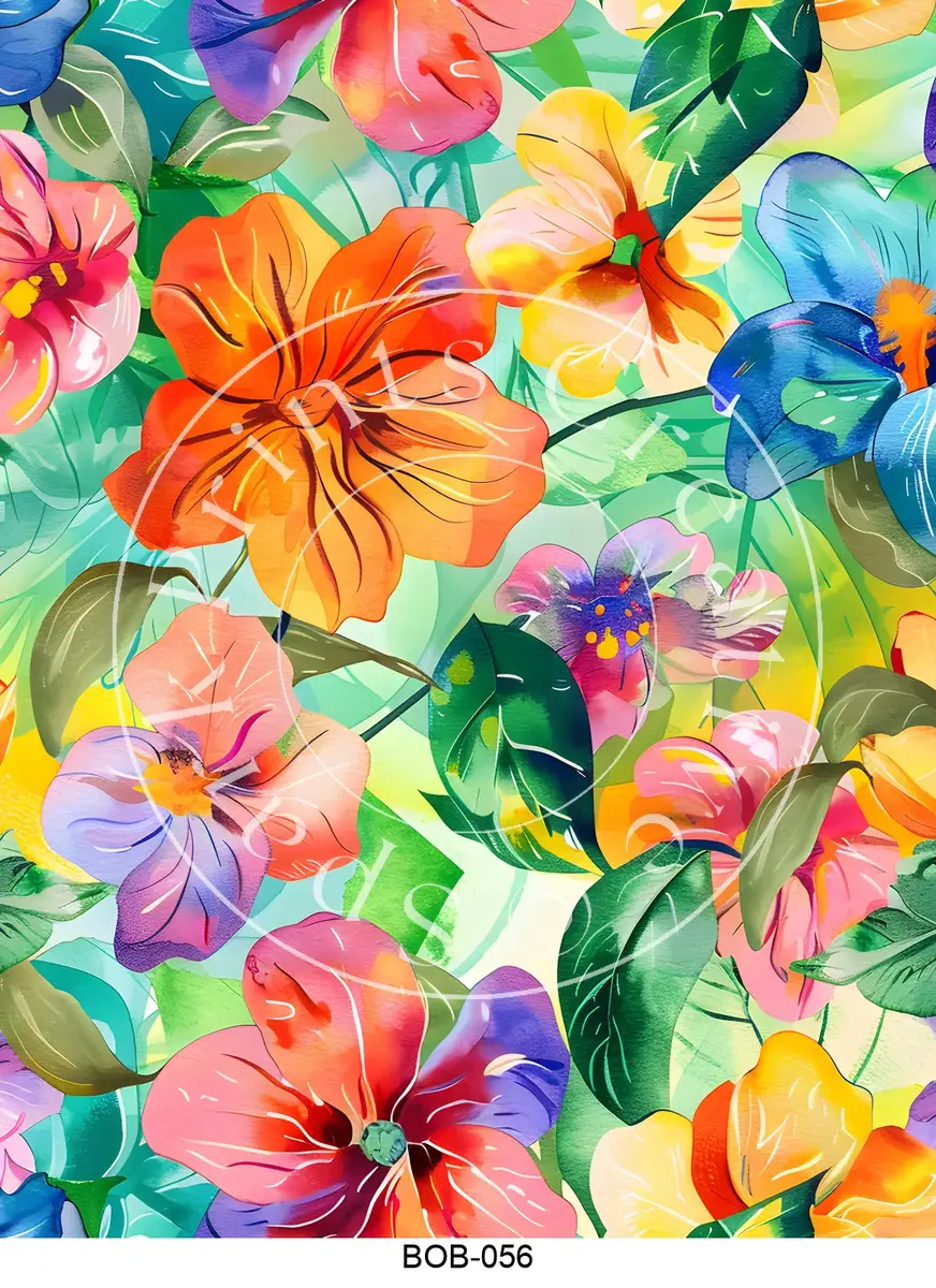 Bright Colored Botanicals Transfer Sheet Image BOB-056