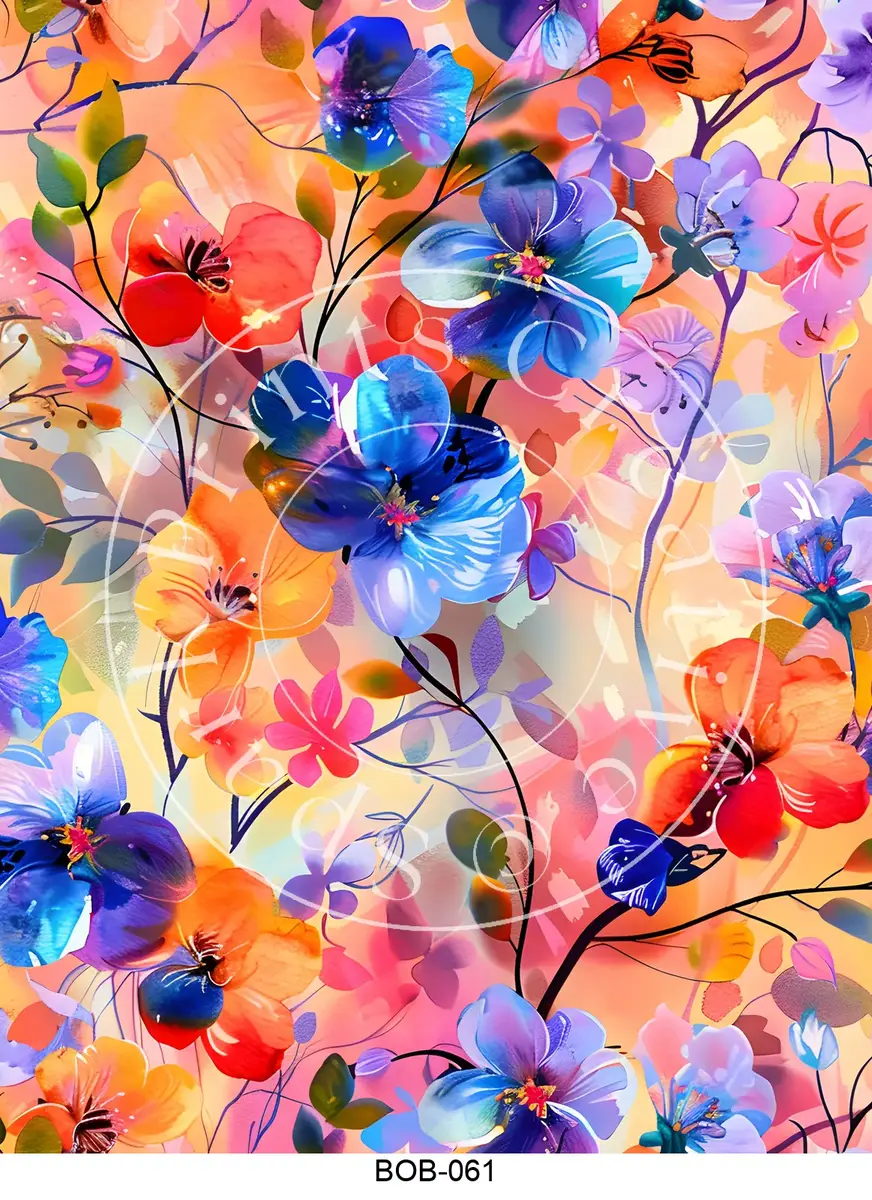 Bright Colored Botanicals Transfer Sheet Image BOB-061