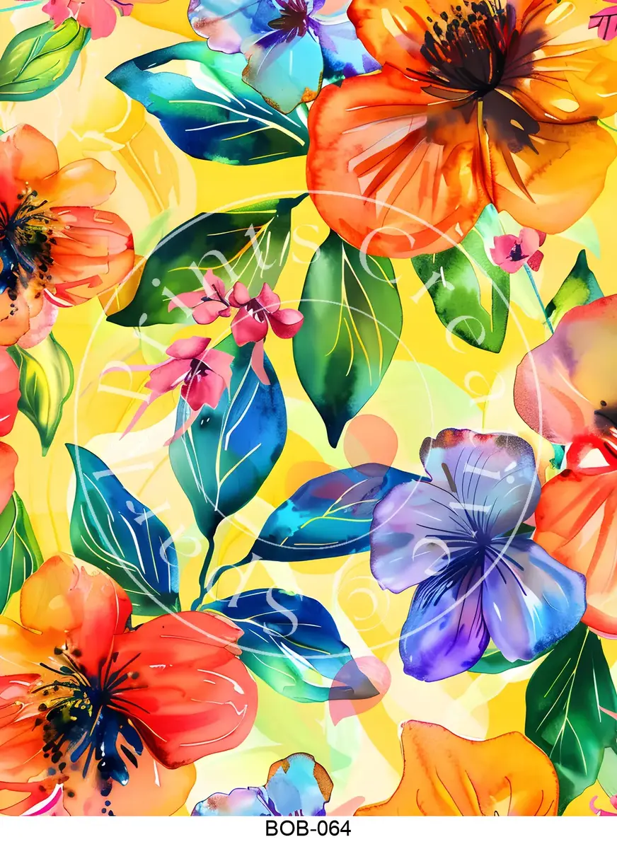 Bright Colored Botanicals Transfer Sheet Image BOB-064