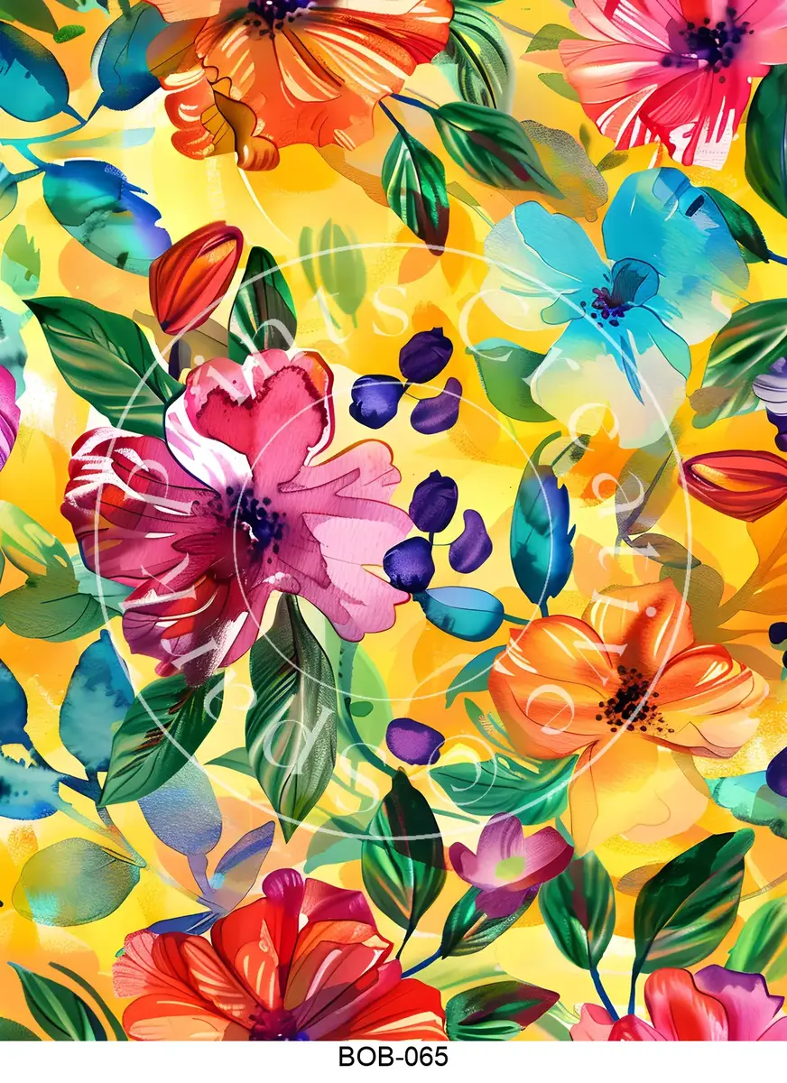 Bright Colored Botanicals Transfer Sheet Image BOB-065