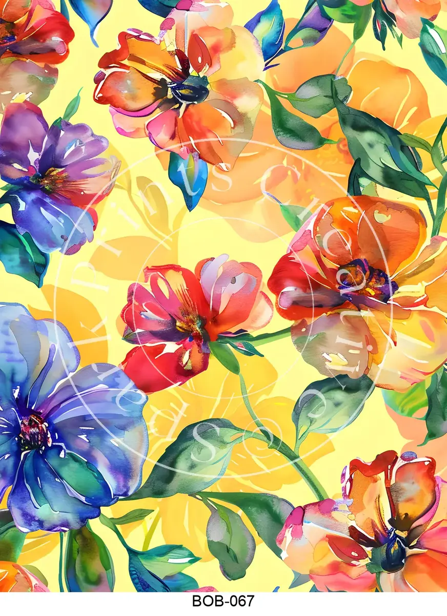 Bright Colored Botanicals Transfer Sheet Image BOB-067