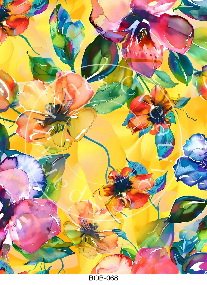 Bright Colored Botanicals Transfer Sheet Image BOB-068
