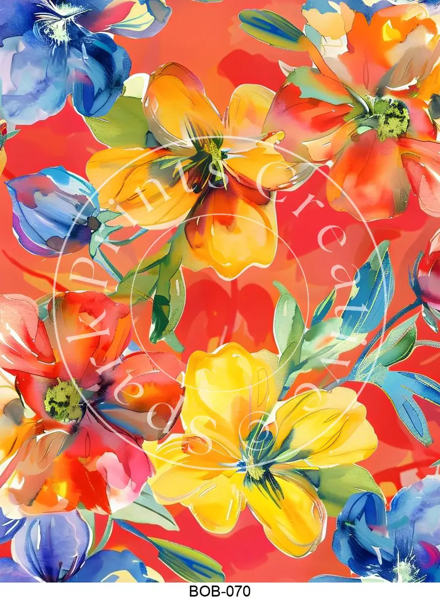 Bright Colored Botanicals Transfer Sheet Image BOB-070