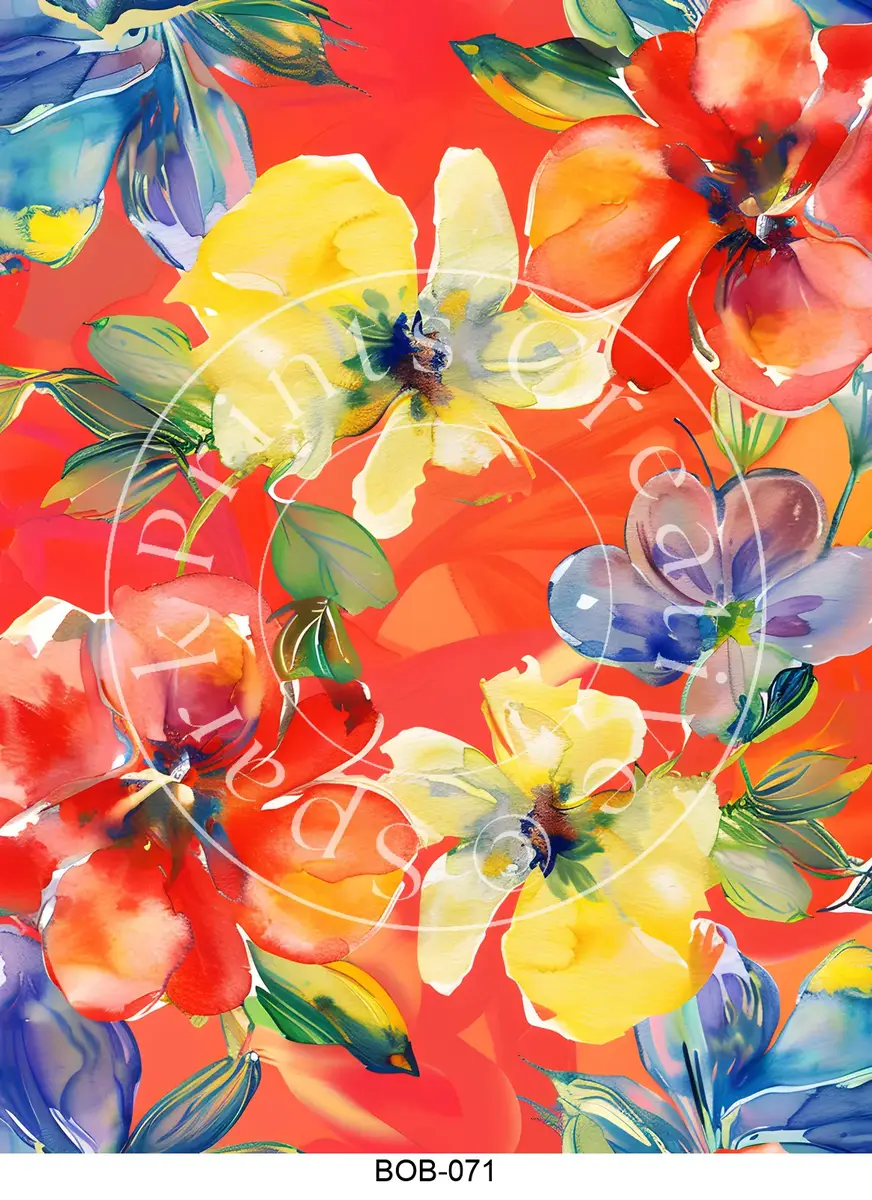 Bright Colored Botanicals Transfer Sheet Image BOB-071