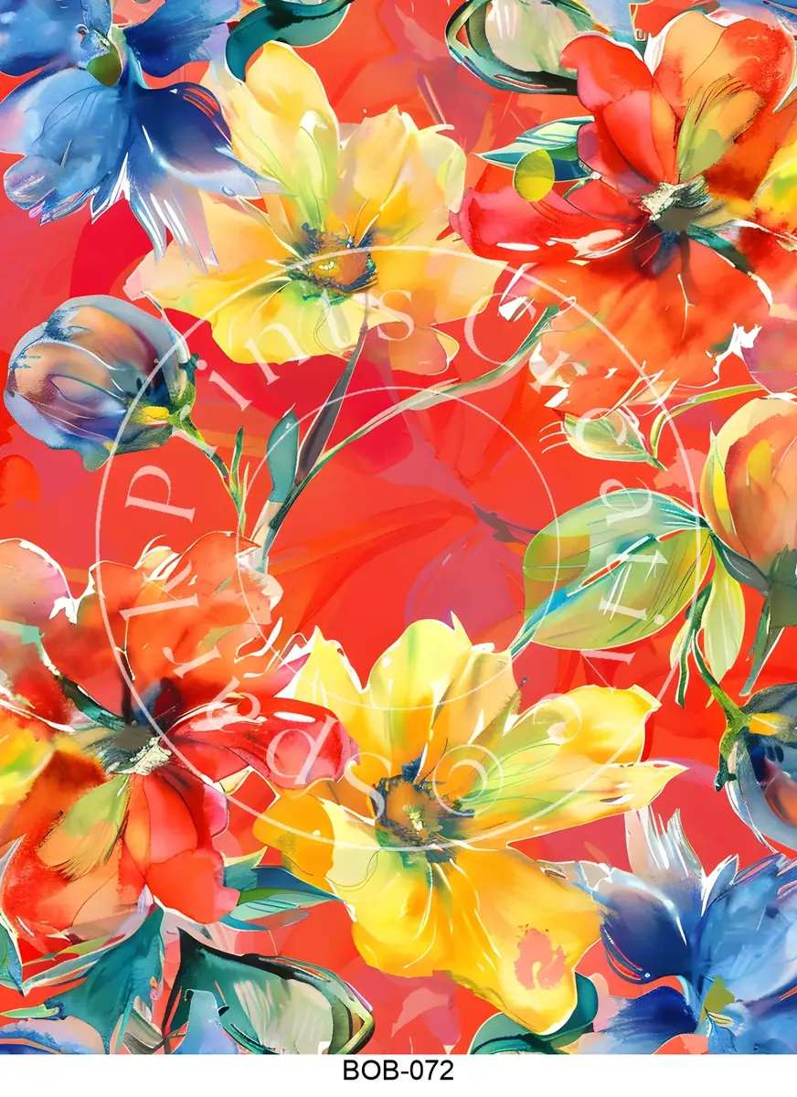 Bright Colored Botanicals Transfer Sheet Image BOB-072