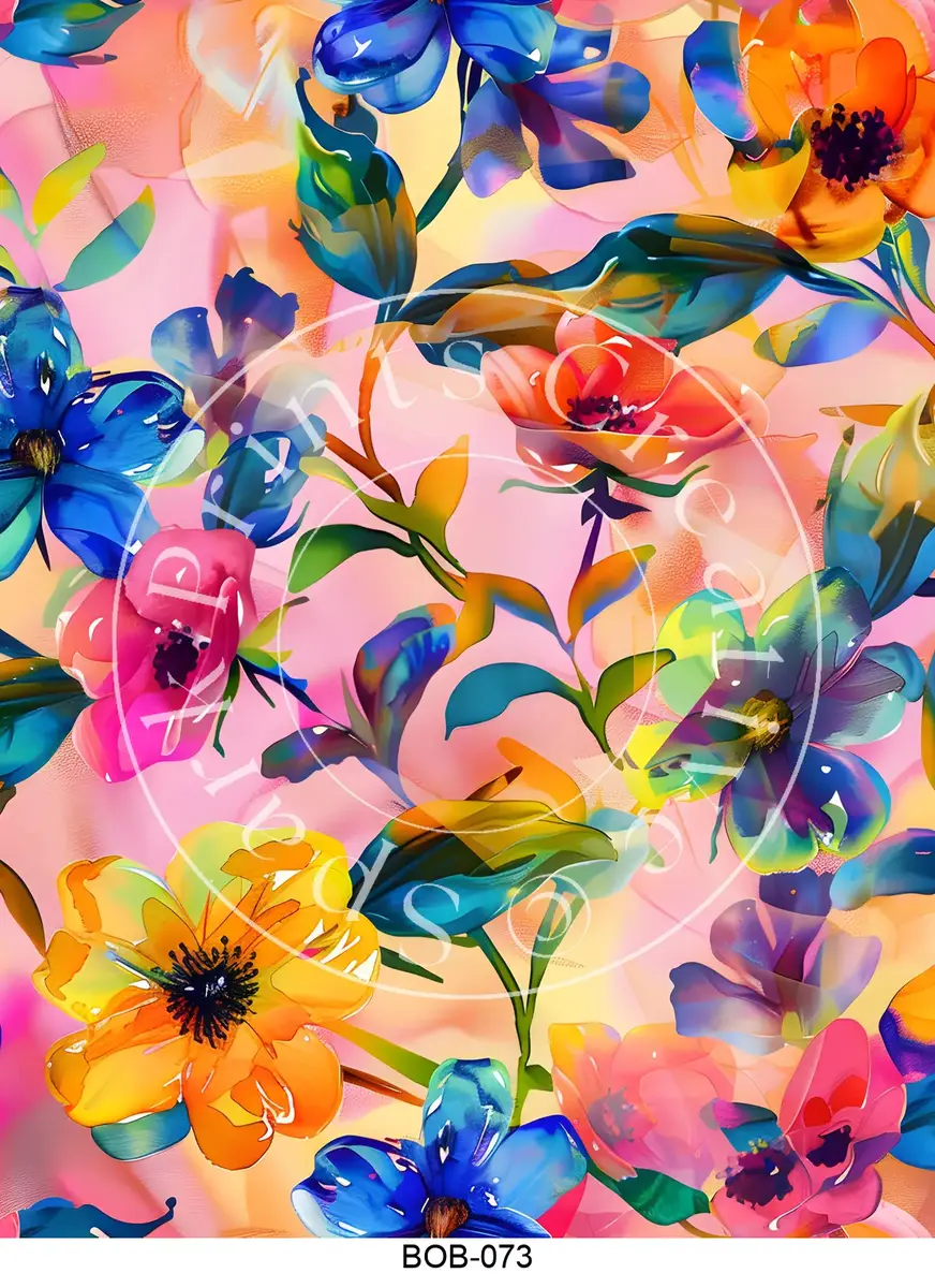 Bright Colored Botanicals Transfer Sheet Image BOB-073