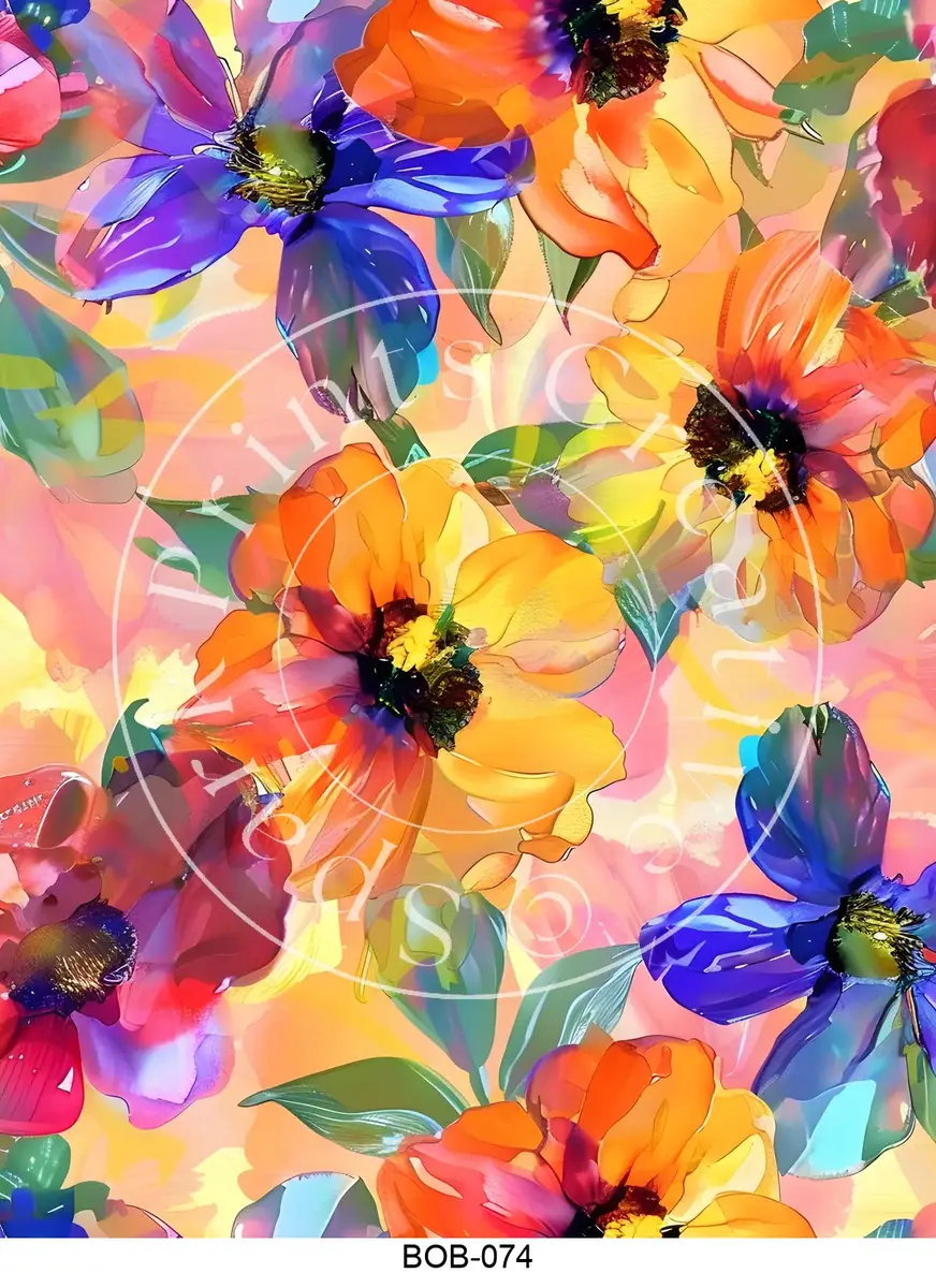 Bright Colored Botanicals Transfer Sheet Image BOB-074