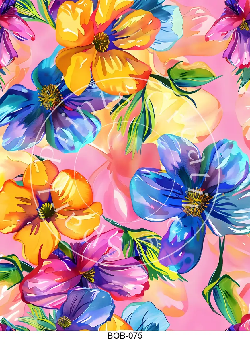 Bright Colored Botanicals Transfer Sheet Image BOB-075