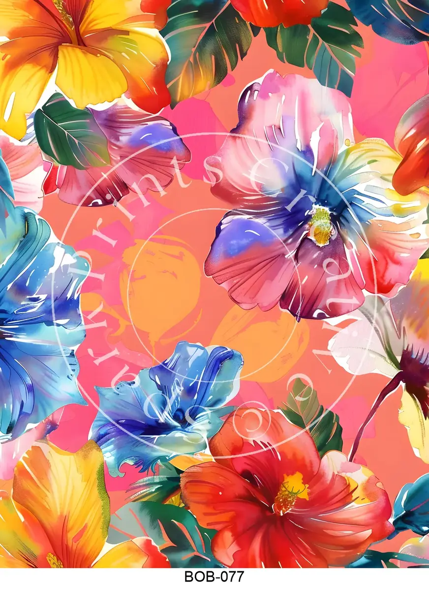 Bright Colored Botanicals Transfer Sheet Image BOB-077