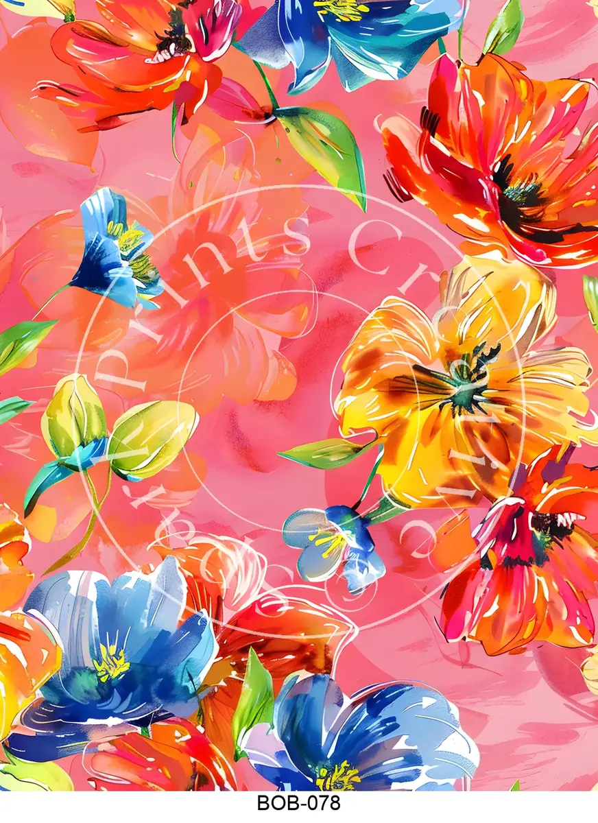 Bright Colored Botanicals Transfer Sheet Image BOB-078