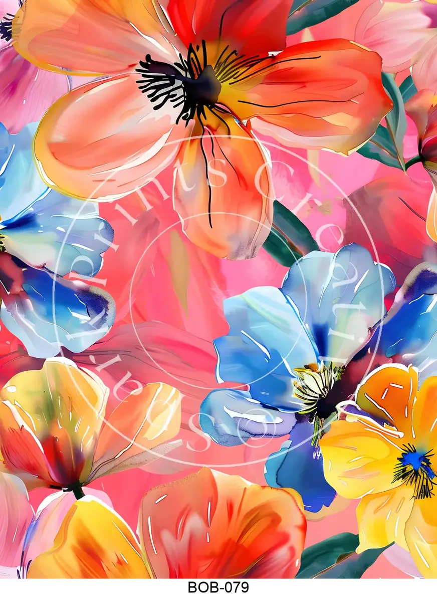 Bright Colored Botanicals Transfer Sheet Image BOB-079