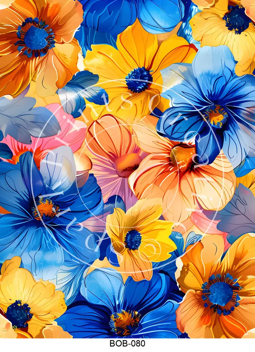 Bright Colored Botanicals Transfer Sheet Image BOB-080