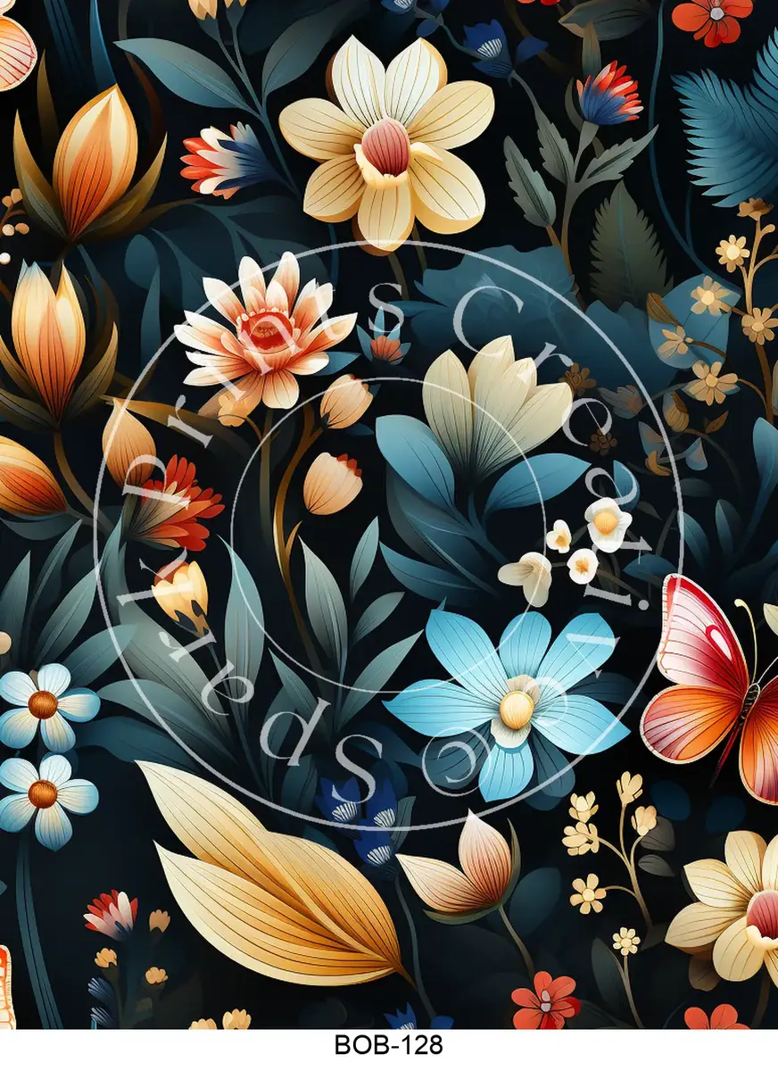 Bright Colored Botanicals Transfer Sheet Image BOB-128