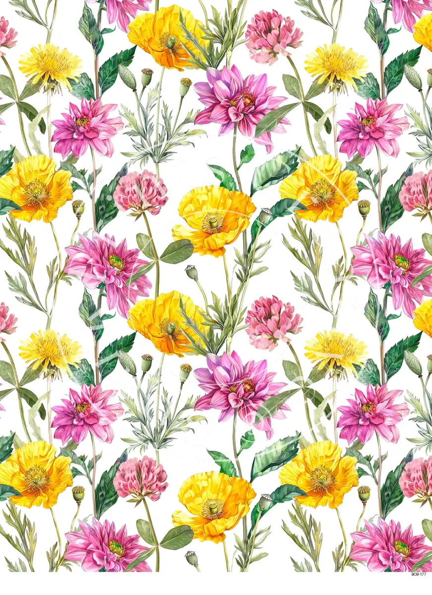 Bright Colored Botanicals Transfer Sheet Image BOB-177