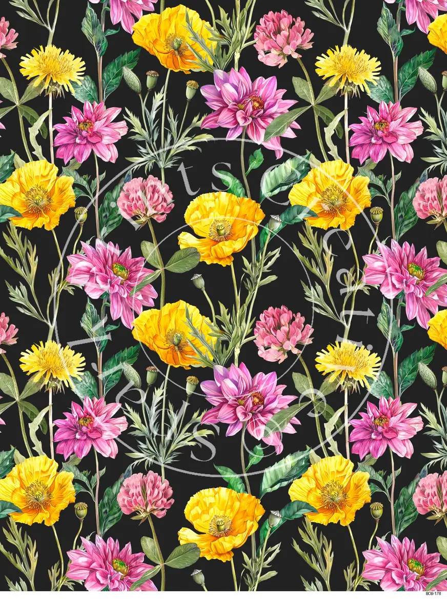 Bright Colored Botanicals Transfer Sheet Image BOB-178