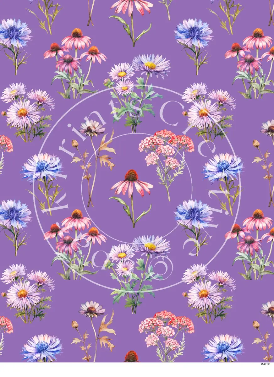 Bright Colored Botanicals Transfer Sheet Image BOB-191