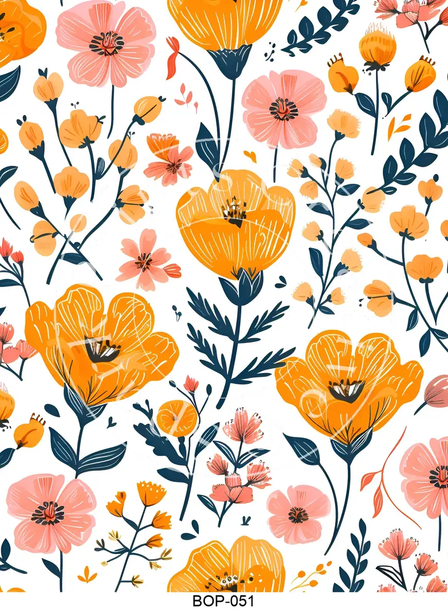 Pastel Colored Botanicals Transfer Sheet Image BOP-051