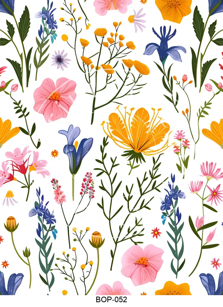 Pastel Colored Botanicals Transfer Sheet Image BOP-052