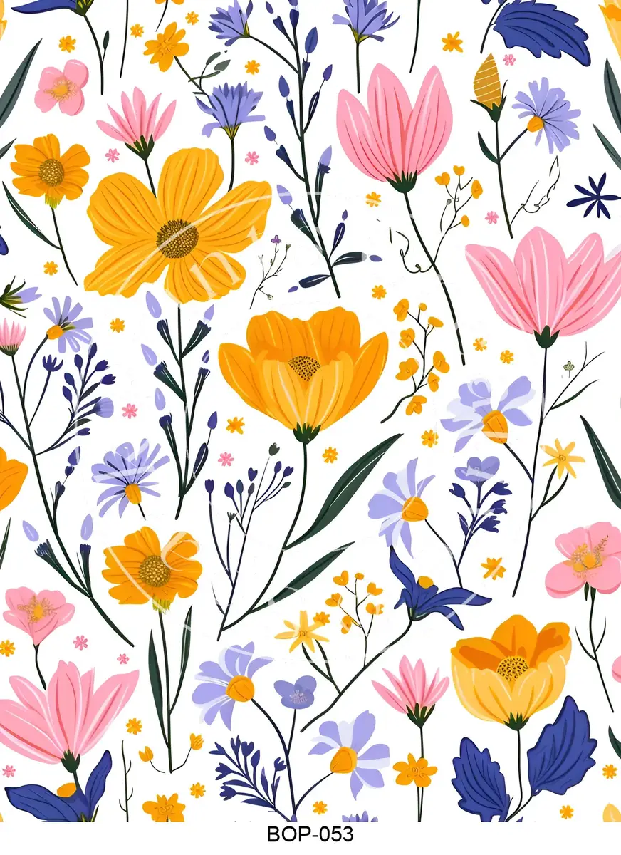 Pastel Colored Botanicals Transfer Sheet Image BOP-053