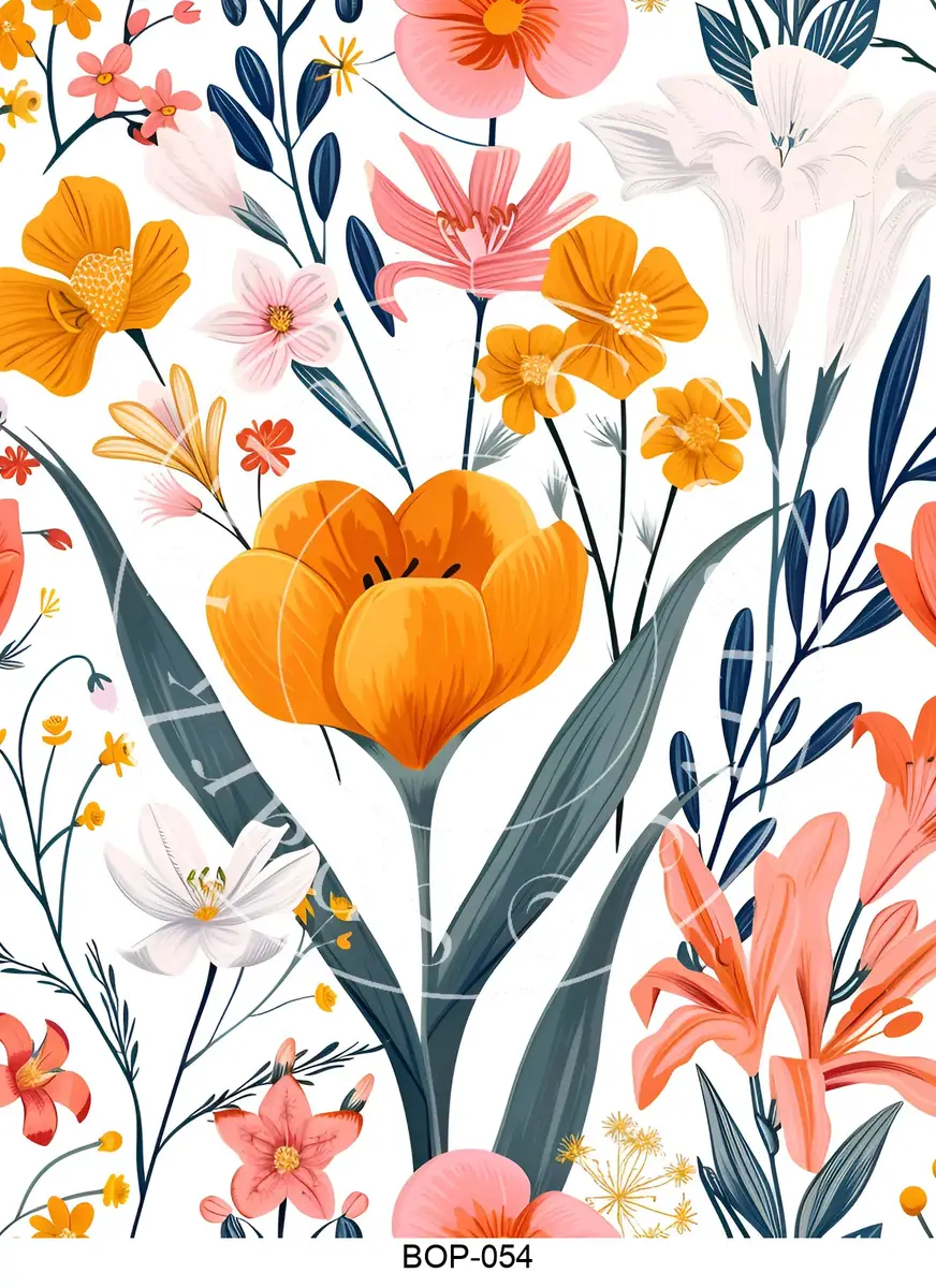 Pastel Colored Botanicals Transfer Sheet Image BOP-054