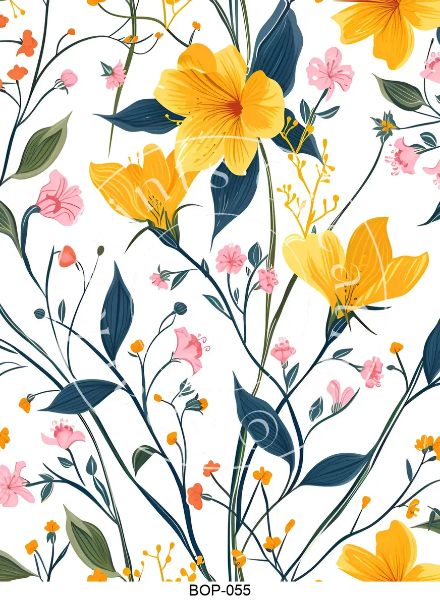 Pastel Colored Botanicals Transfer Sheet Image BOP-055