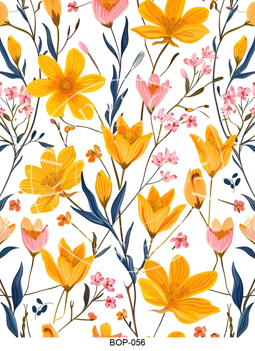 Pastel Colored Botanicals Transfer Sheet Image BOP-056
