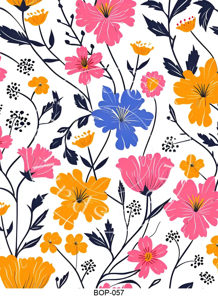 Pastel Colored Botanicals Transfer Sheet Image BOP-057