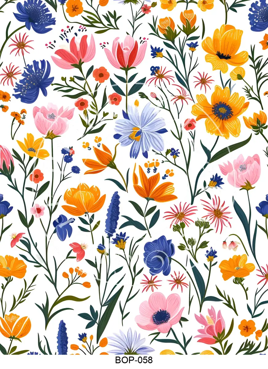 Pastel Colored Botanicals Transfer Sheet Image BOP-058