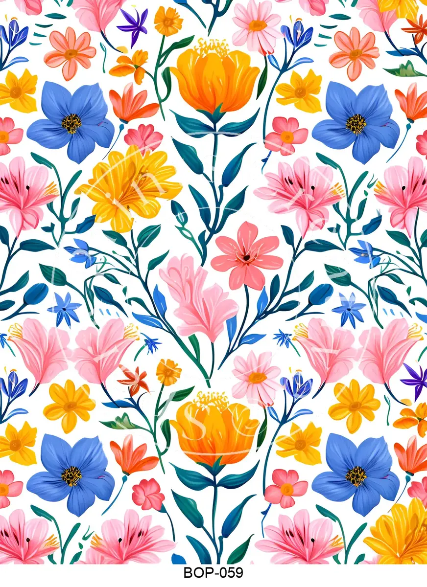 Pastel Colored Botanicals Transfer Sheet Image BOP-059
