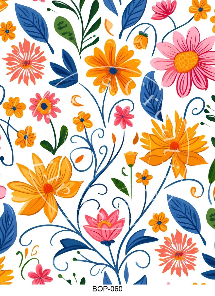 Pastel Colored Botanicals Transfer Sheet Image BOP-060