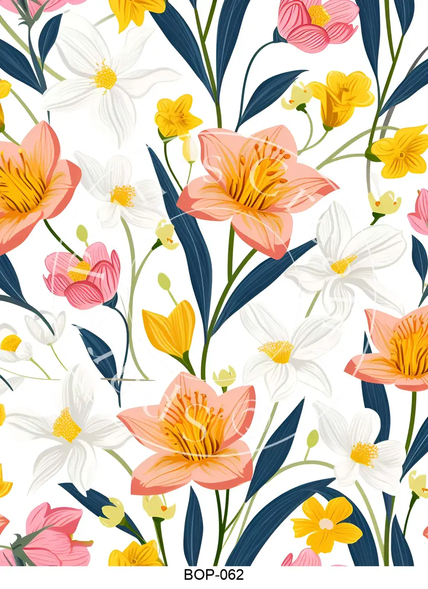 Pastel Colored Botanicals Transfer Sheet Image BOP-062