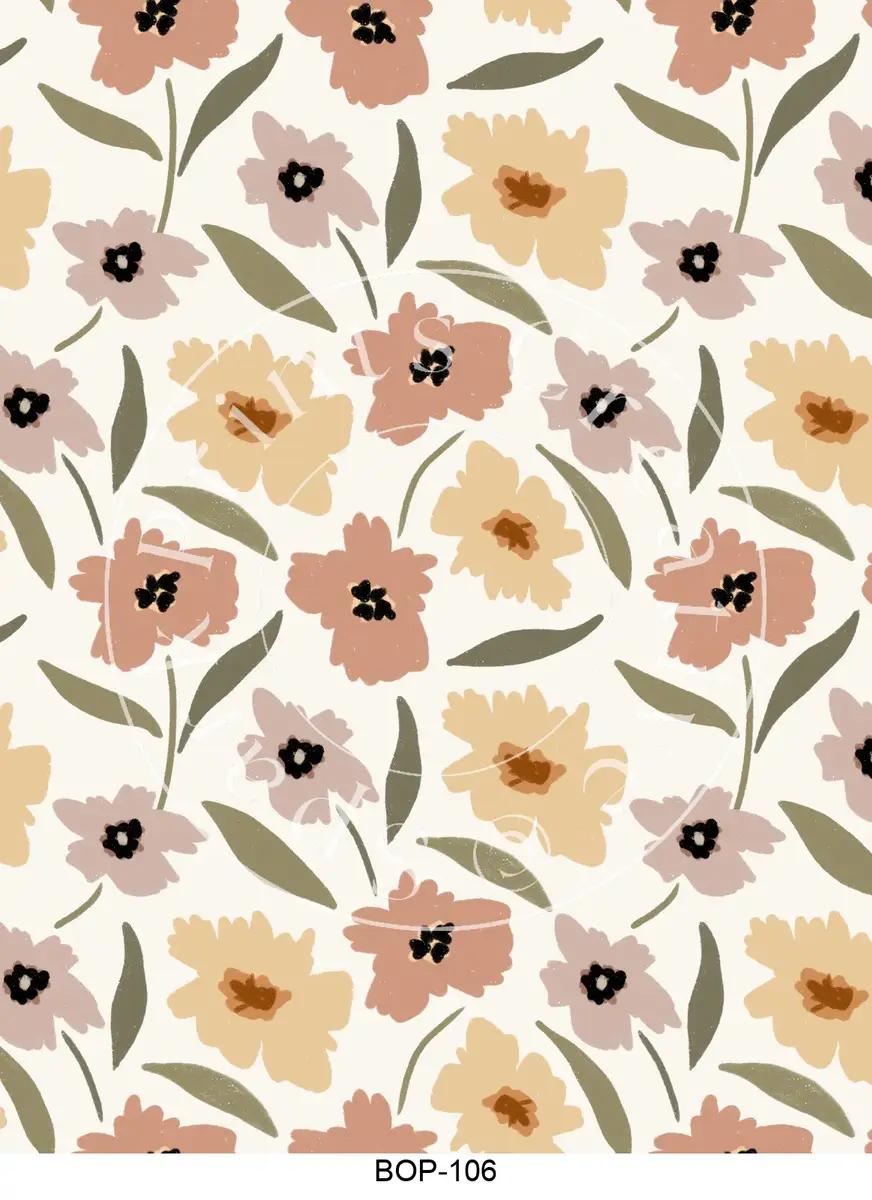 Pastel Colored Botanicals Transfer Sheet Image BOP-106