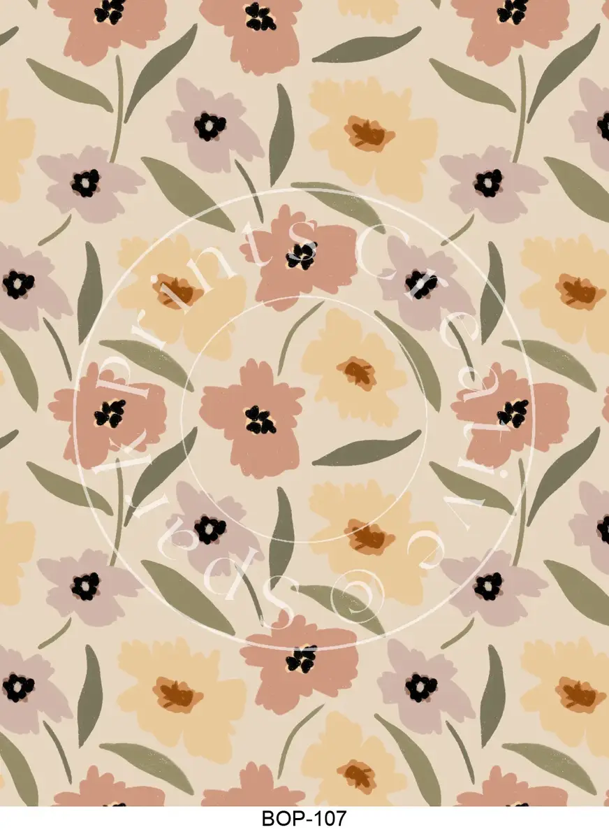 Pastel Colored Botanicals Transfer Sheet Image BOP-107